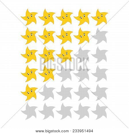 Five Star Rating Icons. Evaluation Of The Hotel, Service, Product, Quality. Results Of The Level Or 
