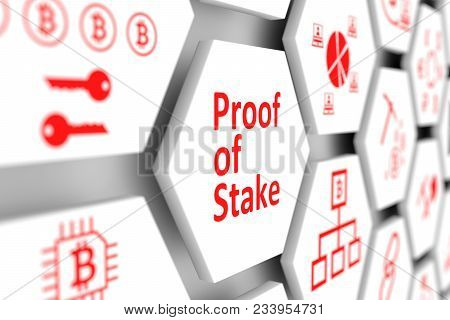 Proof Of Stake Concept Cell Blurred Background 3d Illustration