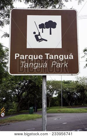 Tangua Park Curitiba City Brazil  Sign  Guidepost