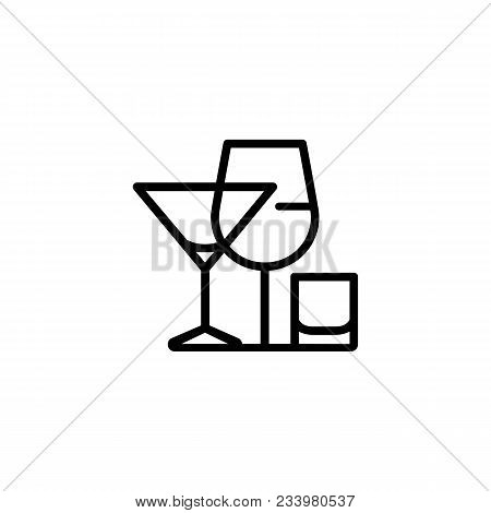 Icon Of Alcoholic Drinks. Menu, Liquor, Drink. Drinking Establishment Concept. Can Be Used For Topic