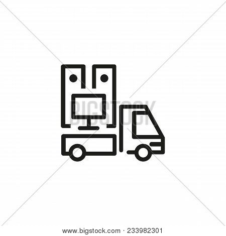 Icon Of Moving Truck. Move Out, Truck, Furniture, Staff. Delivery Concept. Can Be Used For Topics Li