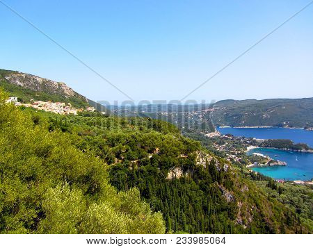 Beautiful Beach And Boat In Paleokastritsa, Corfu Island, Greece