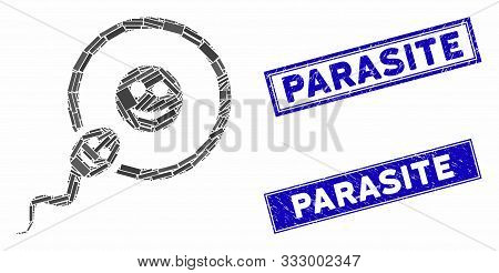 Mosaic Happy Sperm Insemination Pictogram And Rectangle Seal Stamps. Flat Vector Happy Sperm Insemin