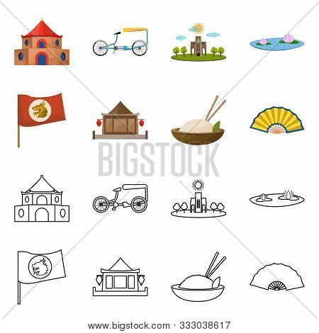 Vector Illustration Of Travel And Country Icon. Set Of Travel And Asia Stock Symbol For Web.
