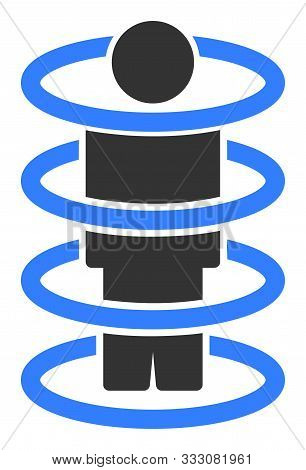 Person Teleportation Raster Icon. Flat Person Teleportation Symbol Is Isolated On A White Background