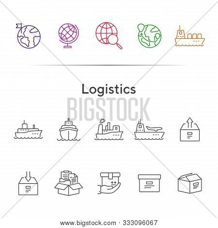 Logistics Line Icon Set. Worlwide Export And Packaging Concept.vector Illustration Can Be Used For T
