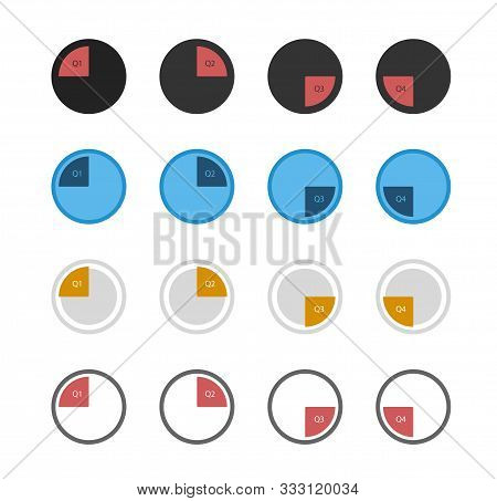 Financial Icons With First Quarter Second Quarter Third Quarter And Fourth Quarter On Fourth Differe