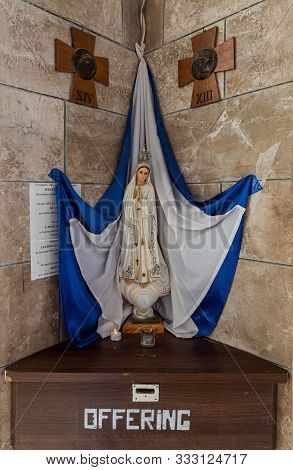 Jerusalem, Israel, November 02, 2019 : Statuette Of The Virgin Mary In The Interior Of The Dominus F