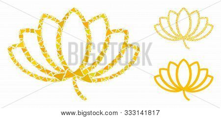 Lotus Mosaic Of Bumpy Items In Various Sizes And Color Tints, Based On Lotus Icon. Vector Inequal It