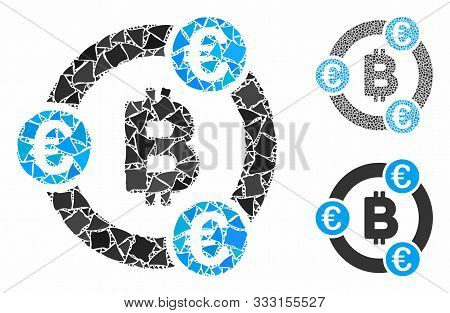 Bitcoin Euro Collaboration Mosaic Of Uneven Items In Different Sizes And Color Tones, Based On Bitco
