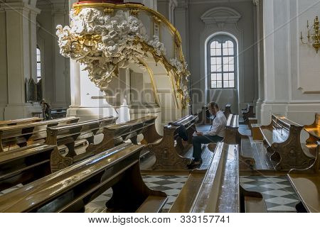 Dresden.germany.august 30, 2019.the Interior Of The Catholic Court Church Of The Cathedral Hofkirche