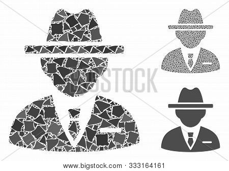 Agent Composition Of Raggy Parts In Different Sizes And Color Tints, Based On Agent Icon. Vector Rag