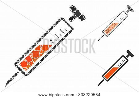 Injection Composition Of Raggy Parts In Different Sizes And Color Tints, Based On Injection Icon. Ve