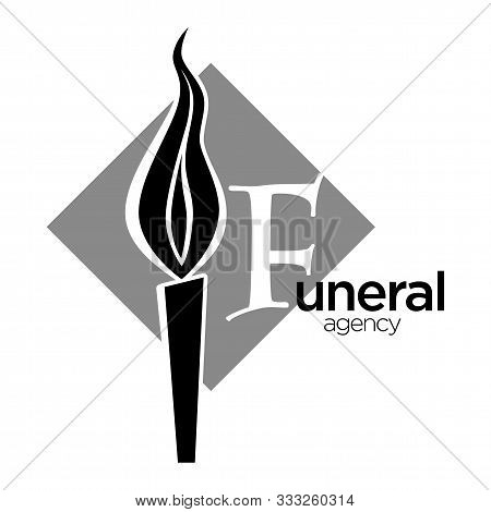 Candle As Mourning Symbol, Funeral Agency Isolated Icon