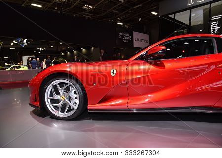 Paris, France - October 02, 2018: Ferrari 812 Superfast At Paris Motor Show