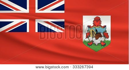 Bermuda Flag Vector Icon, Bermuda Flag Waving In The Wind.