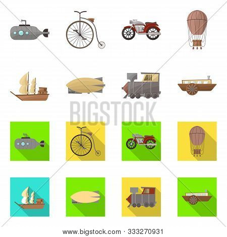 Vector Illustration Of Retro And Trip Icon. Set Of Retro And Mechanism Stock Symbol For Web.