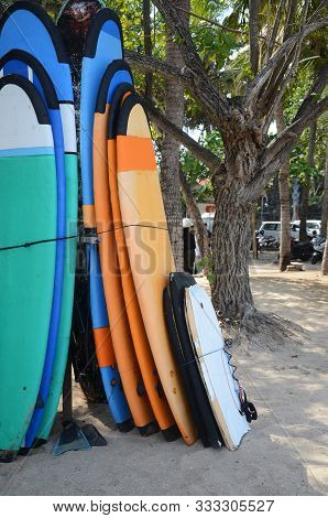 Surfboard On The Kuta Beach Bali Island Indonesia