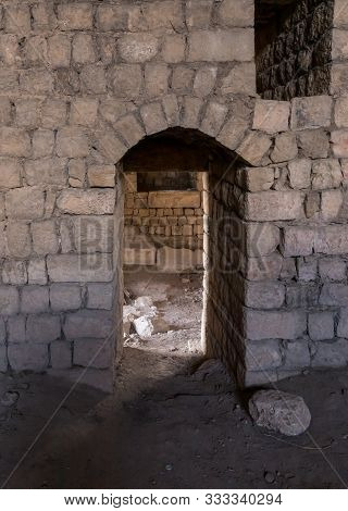 Passage Between The Halls In Ruins Of Crusader Fortress Chateau Neuf - Metsudat Hunin Is Located At 