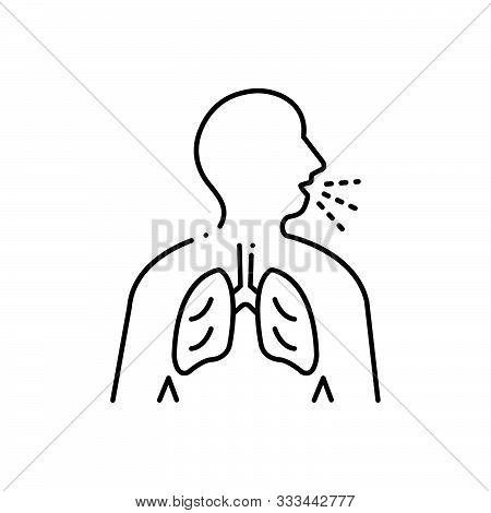Black Line Icon For  Asthma Inhaler  Respiration-trouble Wheezing Breathe-need