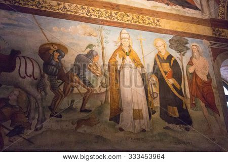 Italy, Brescia - December 24 2017: The View Of The Frescoe By Floriano Ferramola And His School, 151