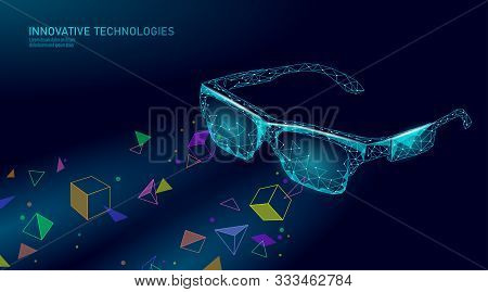 Virtual Augmented Reality Glasses Low Poly. Innovation Media Entertainment Polygonal Concept. Techno