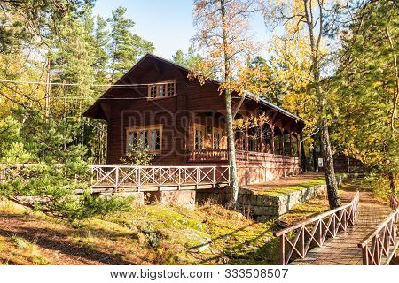 Kotka, Finland - 15 October 2019: Emperor Alexander Lll Fishing Lodge Langinkoski.