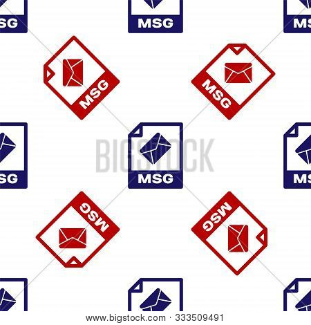 Blue And Red Msg File Document. Download Msg Button Icon Isolated Seamless Pattern On White Backgrou