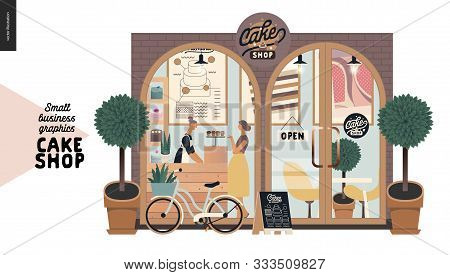 Cake Shop, Cakes On Demand - Small Business Graphics - Facade -modern Flat Vector Concept Illustrati