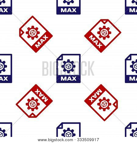 Blue And Red Max File Document. Download Max Button Icon Isolated Seamless Pattern On White Backgrou