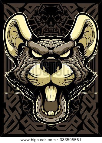 Rat Mascot. Angry Animal Head Vector Badge, Label, Sticker. Evil Rodent T Shirt Print. Ugly Furious 