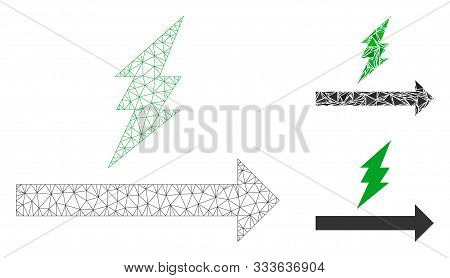 Mesh Proceed Model With Triangle Mosaic Icon. Wire Carcass Triangular Network Of Proceed. Vector Col