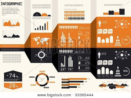 Set di dettaglio infografica. Mappa del mondo e informazioni grafiche