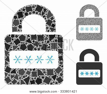 Password Lock Mosaic Of Joggly Pieces In Different Sizes And Color Hues, Based On Password Lock Icon