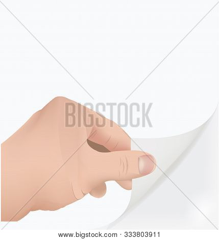Hand Of A Person Who Takes And Turns A Sheet Of Paper
