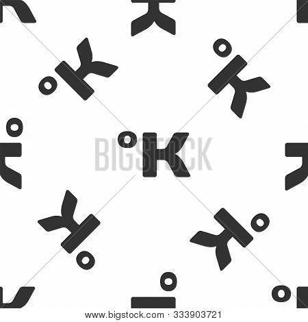 Grey Kelvin Icon Isolated Seamless Pattern On White Background. Vector Illustration