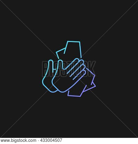 Dry Hands With Tissue Gradient Vector Icon For Dark Theme. Wiping Off Dirt, Germs From Palms. Use An