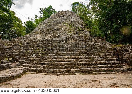 Nohoch Mul Pyramid At The Ancient Ruins Of The Mayan City Coba