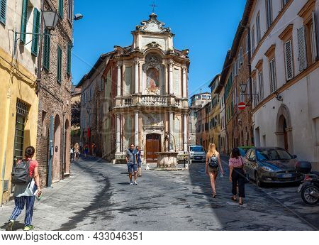 Siena, Tuscany, Italy. August 2020. View Of The Chapel Of Our Lady Of The Rosary. It Is A Deconsecra