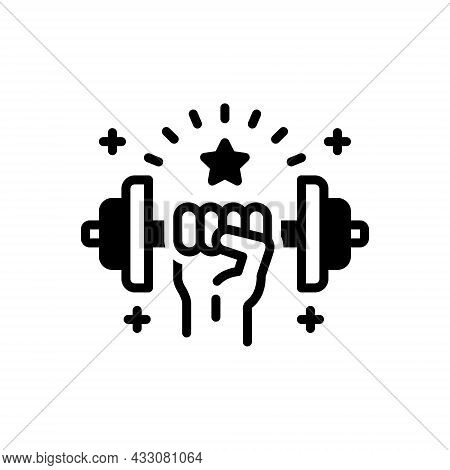 Black Solid Icon For Strength Power Force Energy Weight Strong Muscle Dumbbell Workout Physical Exer