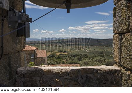 Aceituna Fields View From Bell Tower. Rural Village In Algon Valley. Caceres, Extremadura, Spain