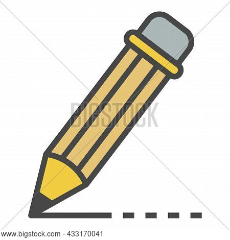 Writing Pencil Icon. Outline Writing Pencil Vector Icon Color Flat Isolated On White