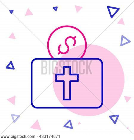 Line Donation For Church Icon Isolated On White Background. Colorful Outline Concept. Vector