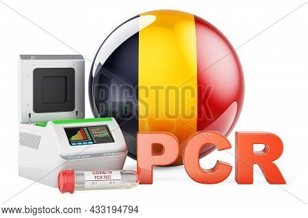 Pcr Test For Covid-19 In Chad, Concept. Pcr Thermal Cycler With Chadian Flag, 3d Rendering Isolated 