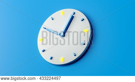 Time Clock Analog White On Pastel Blue Background, Modern Minimal Style For Banner Backlit Hour Need