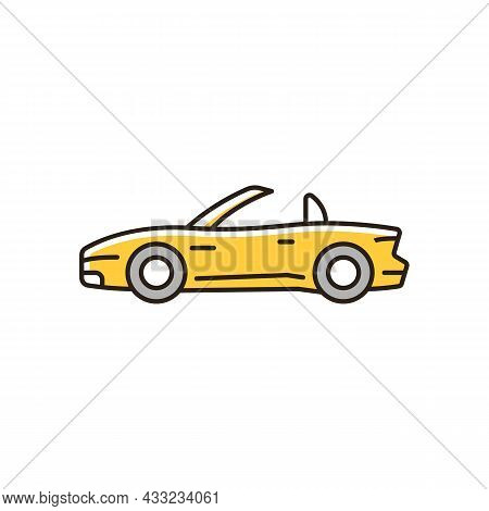 Convertible Car Rgb Color Icon. Cabriolet With Retractable Roof. Open Top Car Driving Experience. Tw