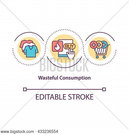 Wasteful Consumption Concept Icon. Excessive Spending. Overbuying Leads To Overproducing Abstract Id