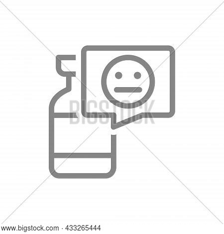Medical Ampoule And Neutral Face In Speech Buble Line Icon. Vaccination, Vaccine Evaluation, Neutral