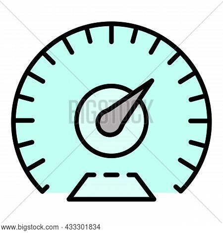Km Per Hour Speedometer Icon. Outline Km Per Hour Speedometer Vector Icon Color Flat Isolated