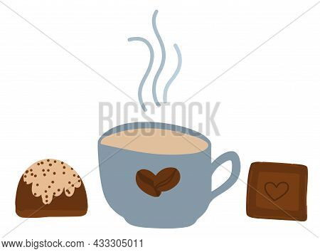 World Coffee Day, International Chocolate Day, World Chocolate Day, Cartoon Illustration, Coffee Mug